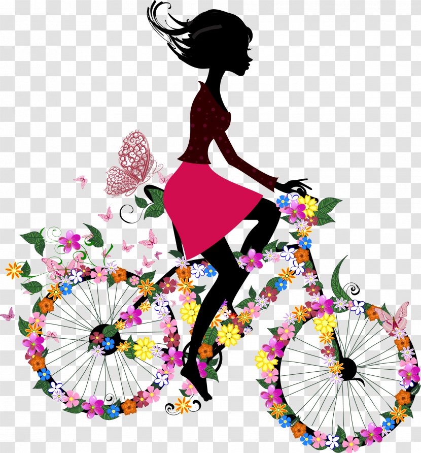 Bicycle Cycling Woman Wallpaper - Frame - Videos Car Silhouette Vector Beauty Transparent PNG