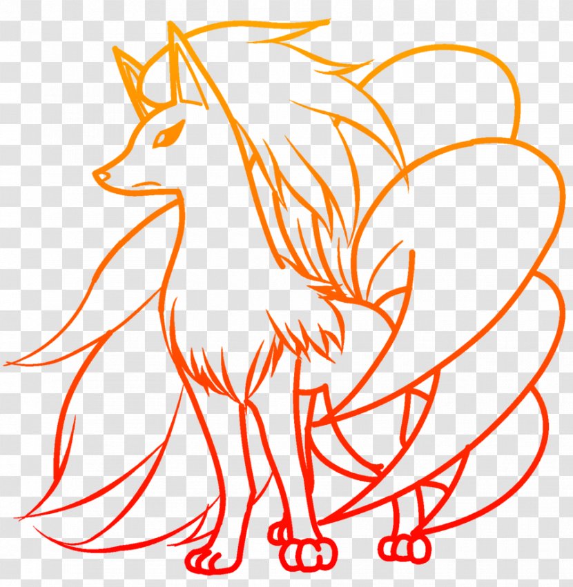 Ninetales Nine-tailed Fox Pokémon Art - Line - Pokemon Transparent PNG