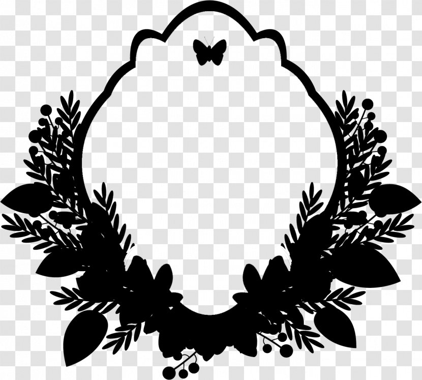 Clip Art Black & White - Wreath - M Flower Pattern Leaf Transparent PNG