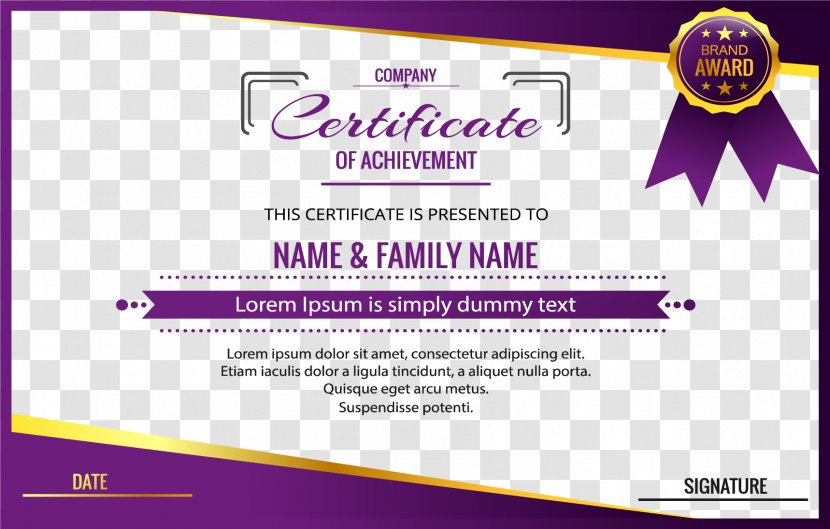 Academic Certificate Template - Purple Of Eligibility Transparent PNG