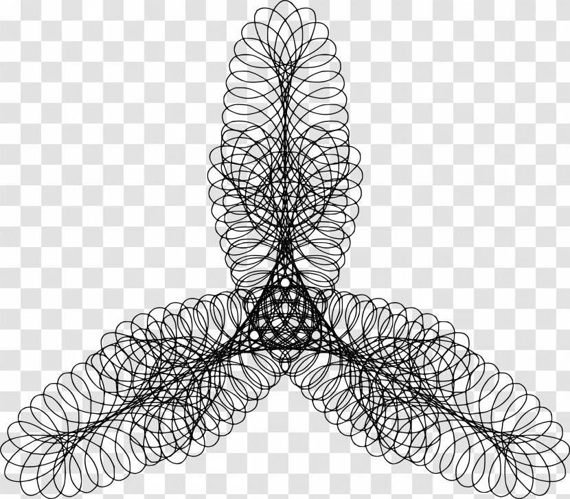 Hypocycloid Spirograph Line Art Clip - Monochrome - Five-pointed Clipart Transparent PNG