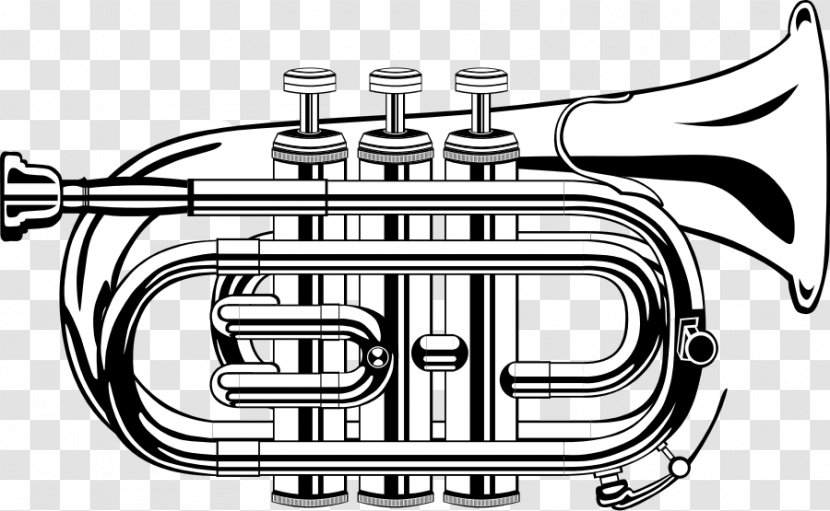 Trumpet Black And White Clip Art - Tree - Images Transparent PNG