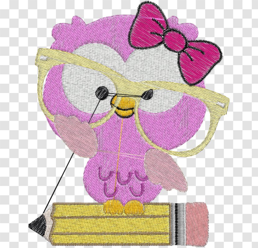 Embroidery Textile Little Owl Sewing Machines Pattern - Pink - Beak Transparent PNG