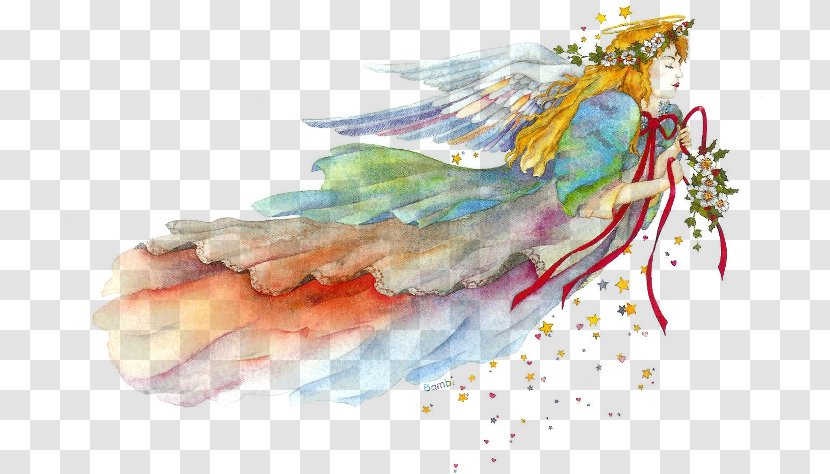 Christmas Angel Gift Holiday Wallpaper - Tree - Hand-painted Watercolor Transparent PNG