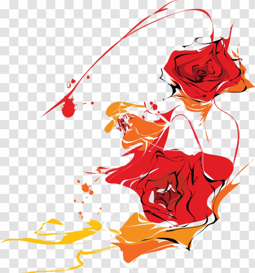 Rose Flower Line - Tulip Transparent PNG