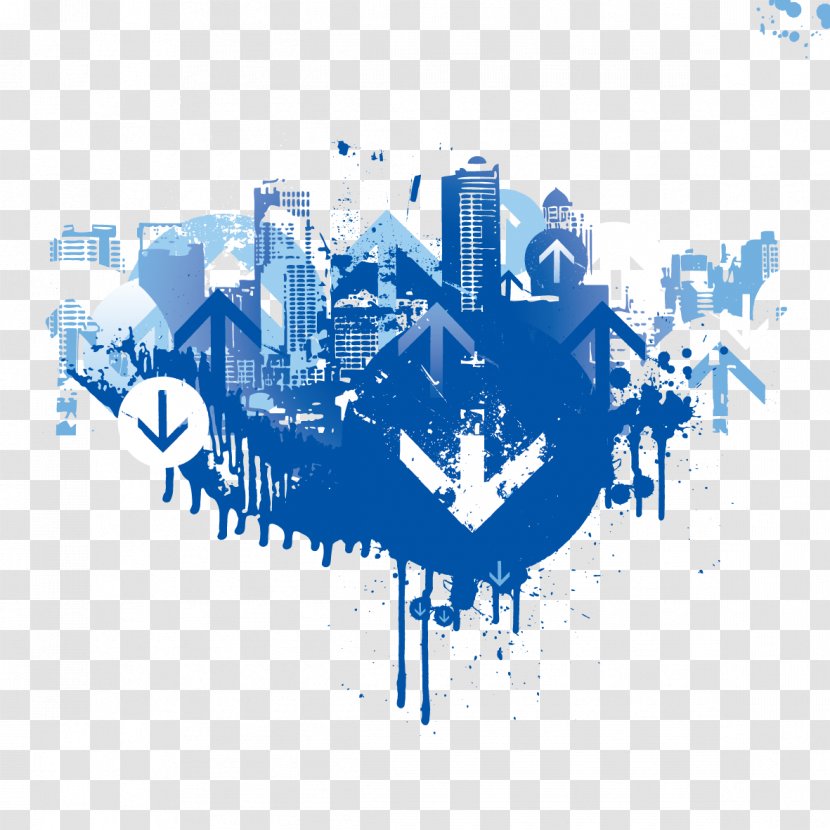Vector Blue Building And Arrow - World - Technology Transparent PNG