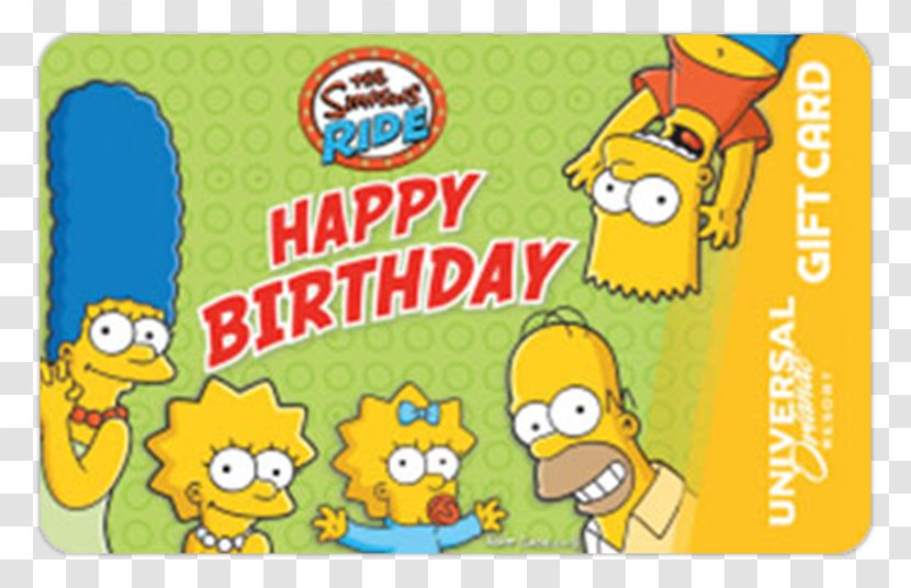 Universal Orlando Birthday Gift Card Bart Simpson - Singapore Studio Transparent PNG
