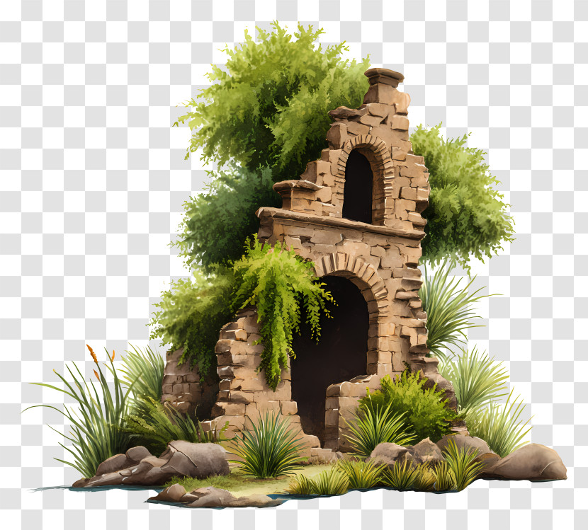 Mossy Overgrown Stone Ruins Transparent PNG