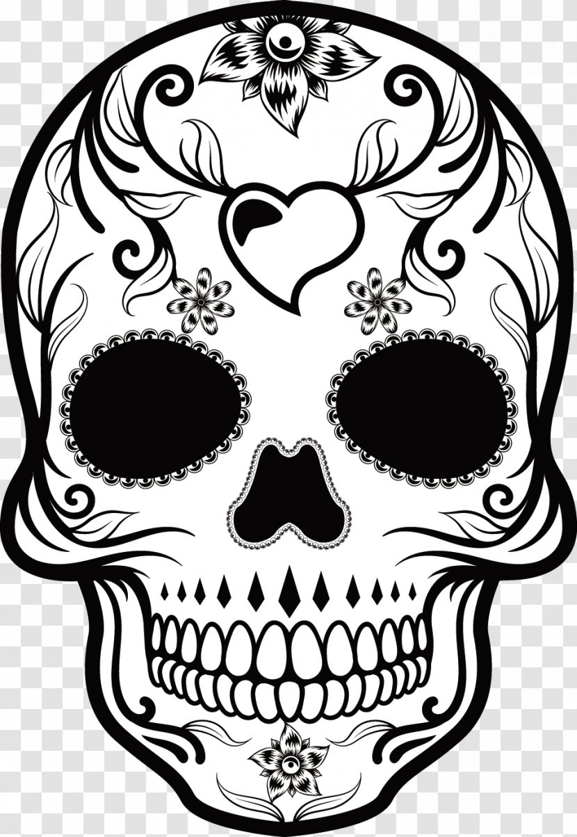 Calavera Mexican Cuisine Skull Day Of The Dead - Drawing - Hand-painted Pattern Vector Transparent PNG