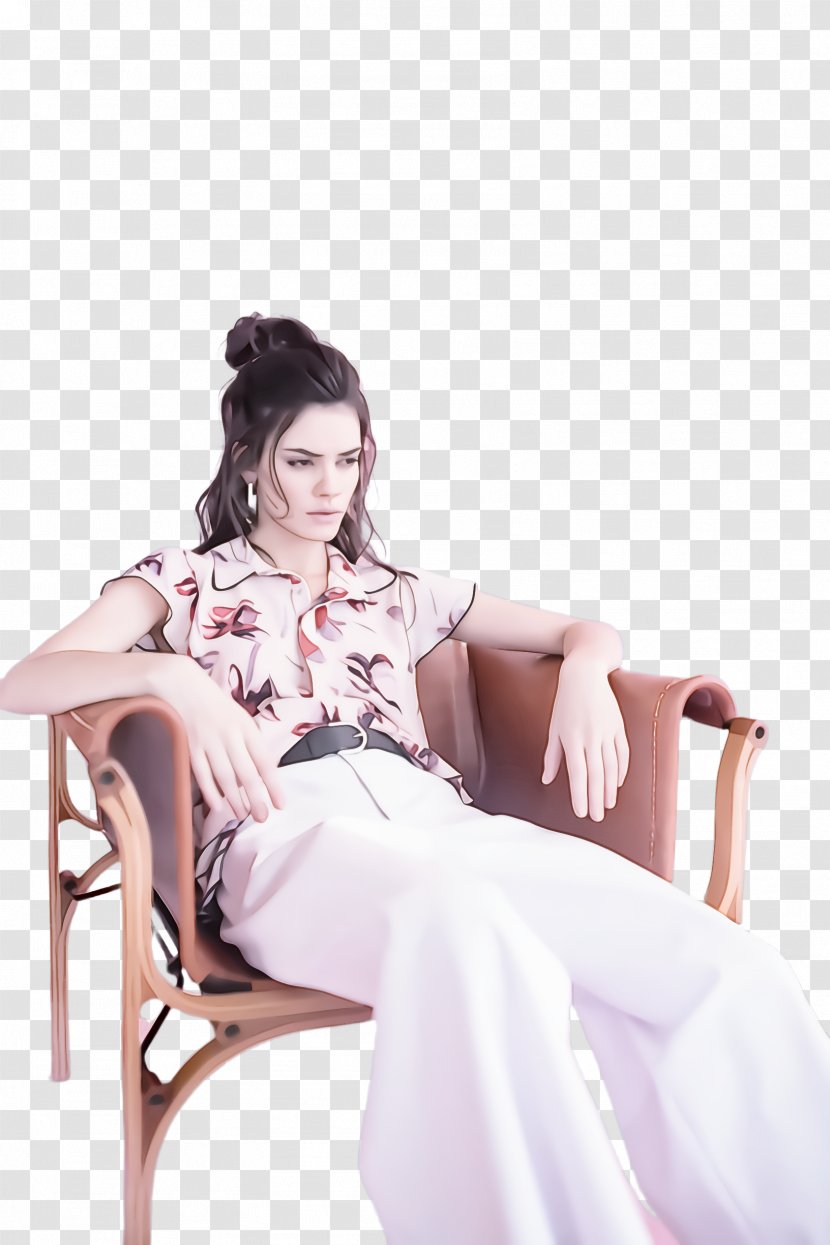 Sitting White Pink Shoulder Lady - Leg - Dress Transparent PNG