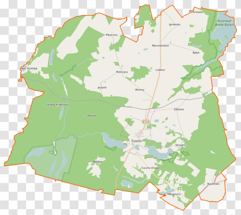 Rusinowo, Gmina Tuczno Złotowo, West Pomeranian Voivodeship Wałcz Wielki Bytyń - Poland - Map Transparent PNG