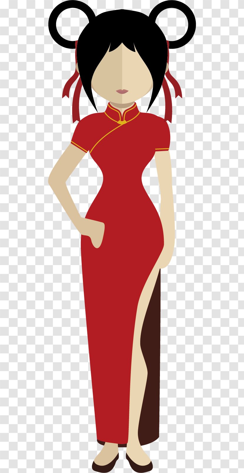 Cheongsam Robe Woman Clip Art - Silhouette - Chinese Female Wind Field Transparent PNG