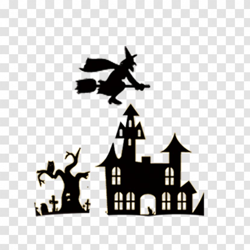 Silhouette Ghost Clip Art - Haunted House - Halloween Transparent PNG