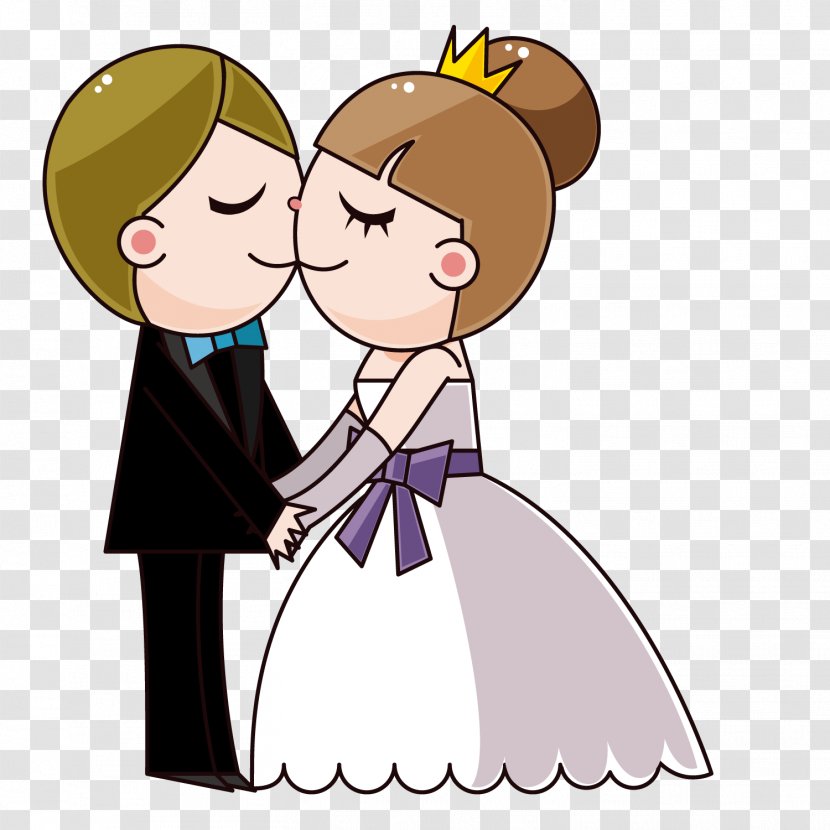 Wedding Invitation Bride Cartoon - Tree - Kiss The And Groom Transparent PNG
