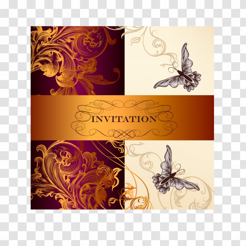 Ornament Illustration - Poster - Bronze Party Invitation Letter Transparent PNG