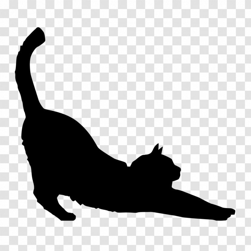 Black Cat Silhouette Kitten Clip Art - Stencil - Vector Transparent PNG