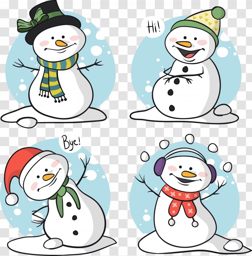 Snowman Christmas Character Clip Art - Fictional - Cute Play Four Transparent PNG