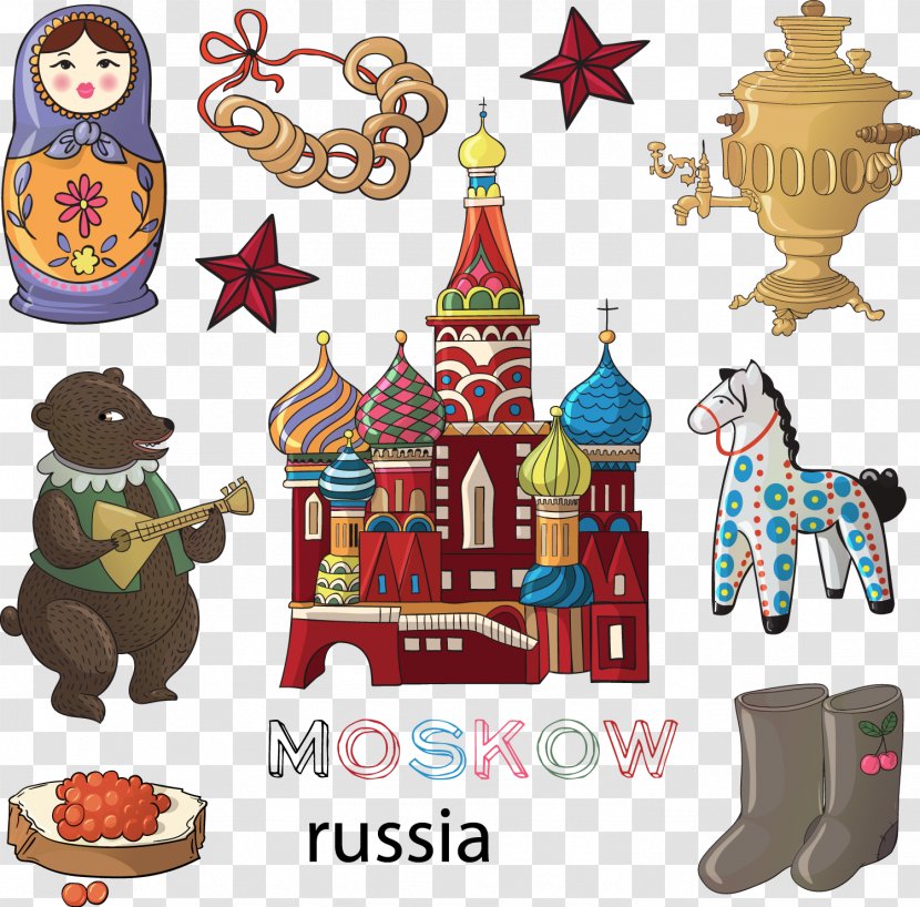 Moscow Euclidean Vector Sticker Icon - Christmas - Hand-drawn Cartoon Style Russia Transparent PNG