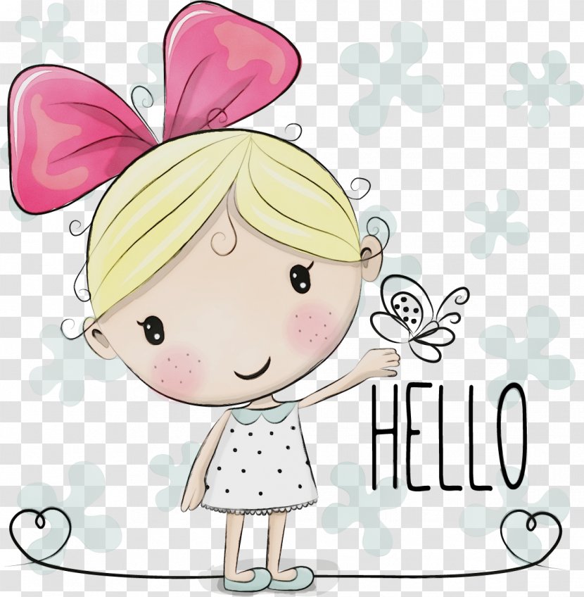 Cartoon Pink Happy Pleased - Watercolor Transparent PNG