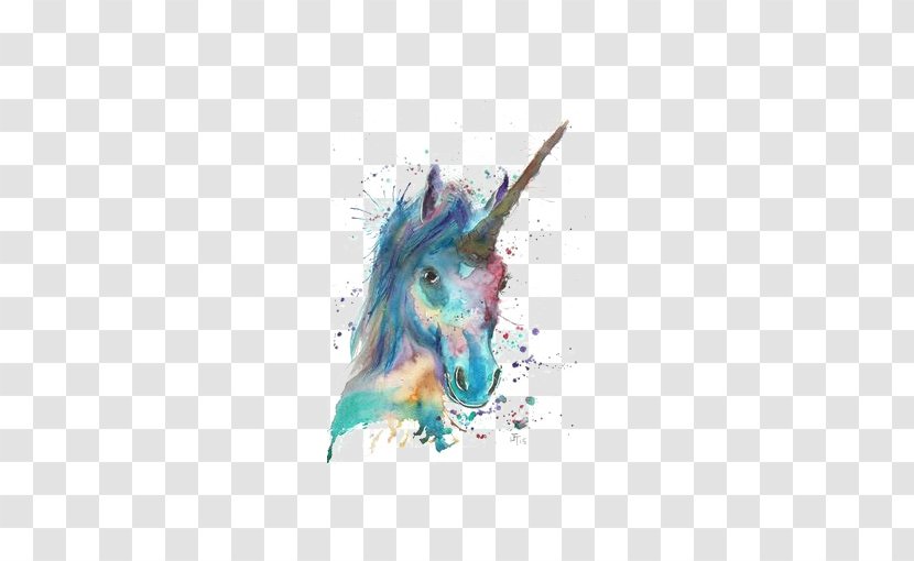 Unicorn Watercolor Painting Canvas Transparent PNG
