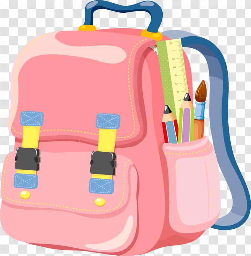Bag School Backpack Clip Art - Supplies - Cartoon Schoolbag Transparent PNG