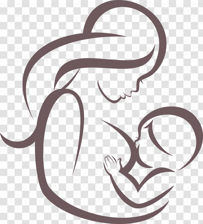 Breastfeeding Infant Mother Stock Illustration - Symbol - Linear Fashion Family Portrait Painting Vector Material Transparent PNG