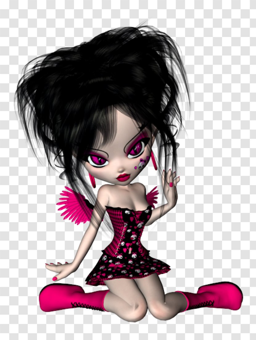 Black Hair Brown Cartoon Doll - Silhouette Transparent PNG