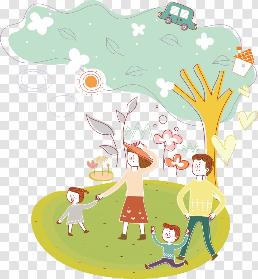 Cartoon Illustration - Branch - Happy Family Vector Transparent PNG