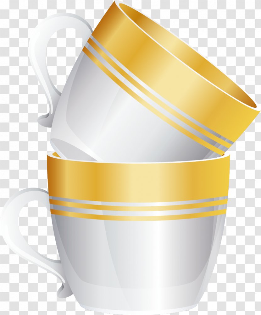 Coffee Cup CONCACAF Gold - Hand Drawn Vector Bundle Together Two Golden Edge Transparent PNG