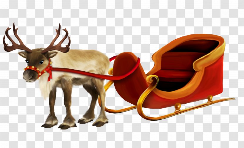 Santa Claus Village Rudolph Reindeer Sled - Creative Christmas Elk Transparent PNG