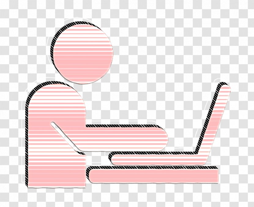 Computer Workers Icon Man Working On A Laptop From Side View - Material Property - Pink Transparent PNG