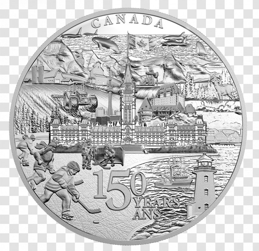 150th Anniversary Of Canada Coin Royal Canadian Mint Silver - Maple Leaf Transparent PNG