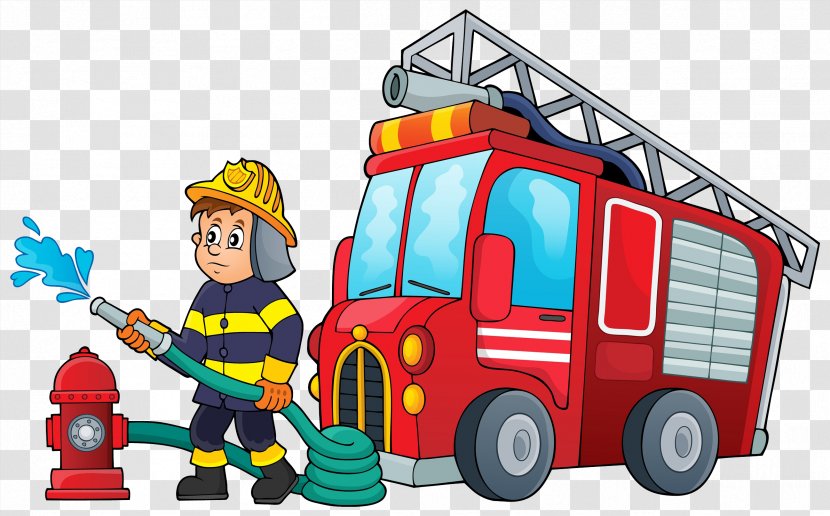 Fire Engine Firefighter Cartoon Illustration - Department - Fireman Transparent PNG