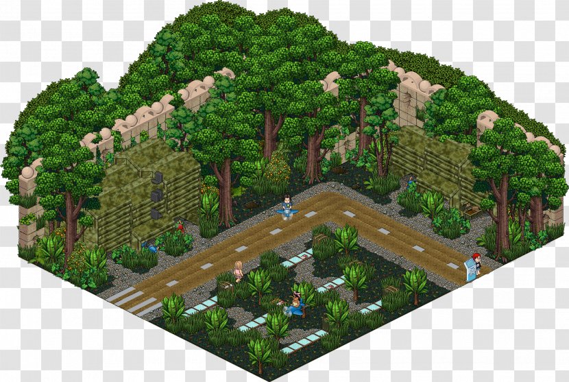 Habbo Game Biome Tree Garden - Jungle - Land Lot Transparent PNG