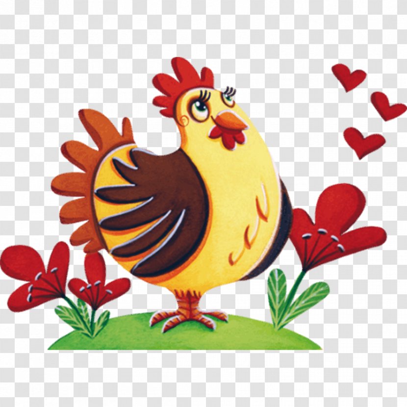 Rooster Chicken Drawing Clip Art Sticker - Flower Transparent PNG