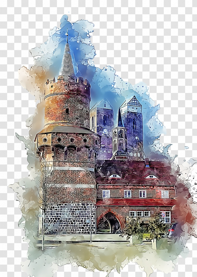 Watercolor Painting Painting Klcc East Gate Tower Paint Tower Transparent PNG