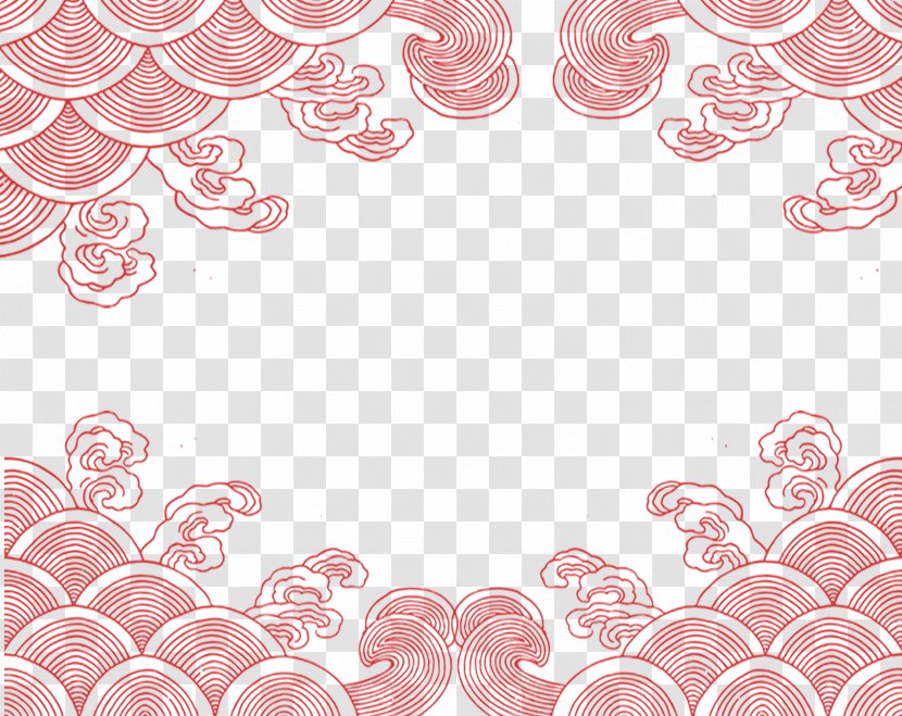 Sea Of Clouds Red - Gratis - Chinese Wind Lines, Transparent PNG
