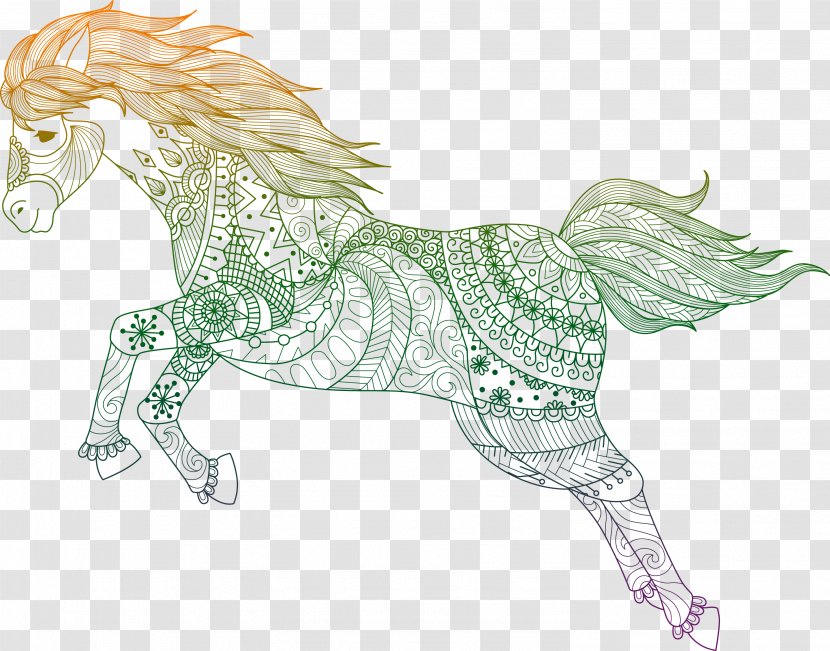 Horse Drawing Coloring Book Illustration - Vector Pegasus Material Transparent PNG
