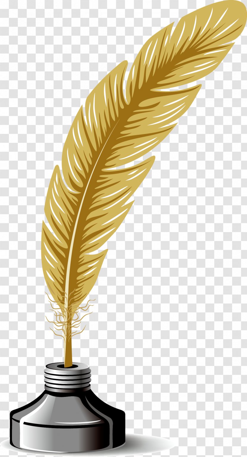 Paper Quill Scroll Inkwell - Royaltyfree - Feather Decorative Metal Trim Transparent PNG