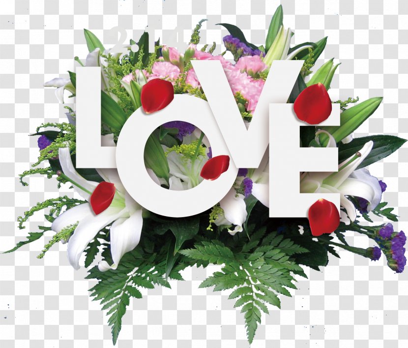 Love Download Romance - Art Word Floral Background Transparent PNG