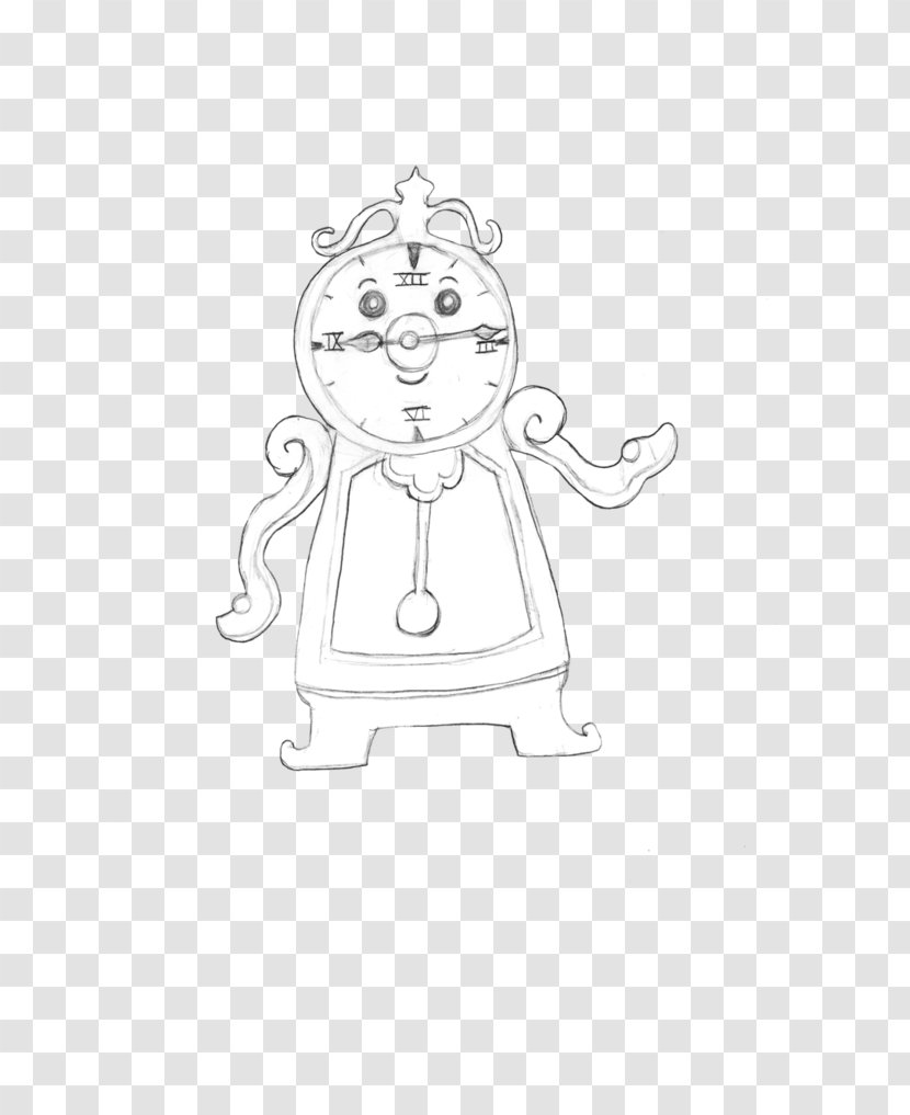 Line Art Visual Arts Cartoon Sketch - Monochrome - Cogsworth Transparent PNG