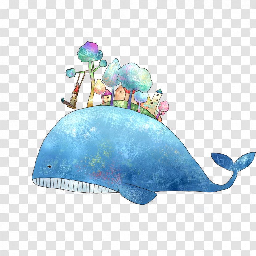 Blue Whale - Turquoise - Cartoon Element Transparent PNG