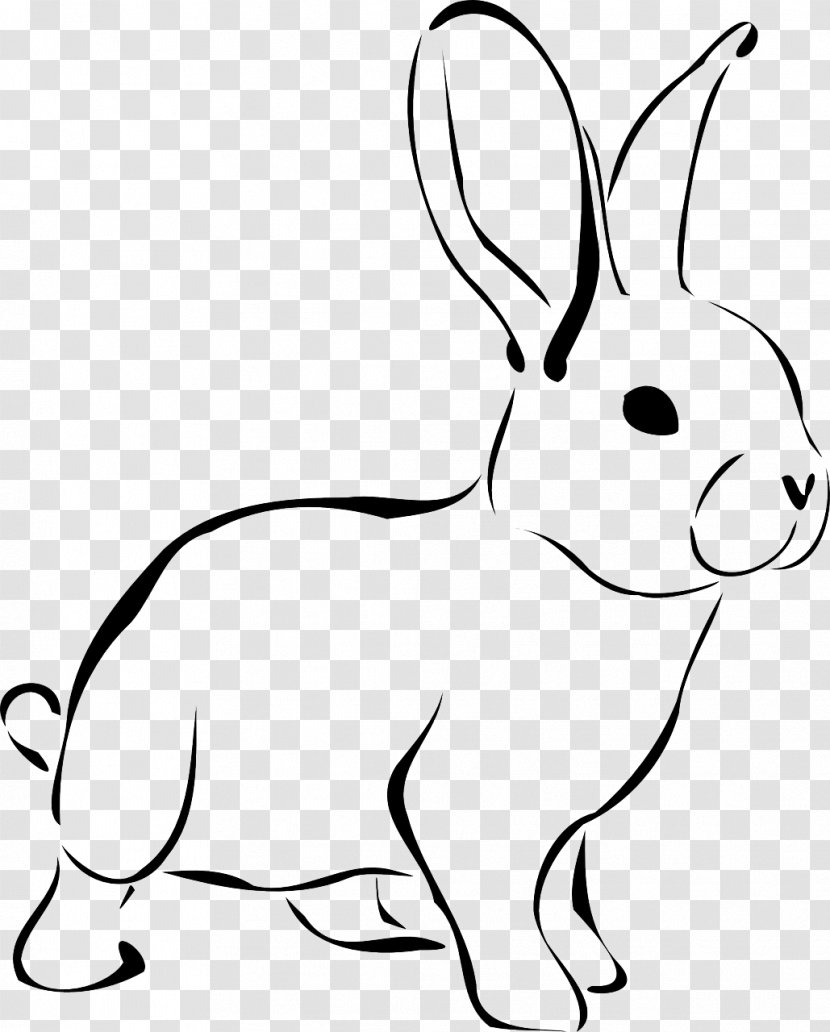 Easter Bunny Rabbit Clip Art - Black And White Transparent PNG