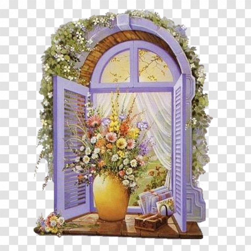 Window Flower Sticker - Purple - Dream Castle Windowsill Transparent PNG