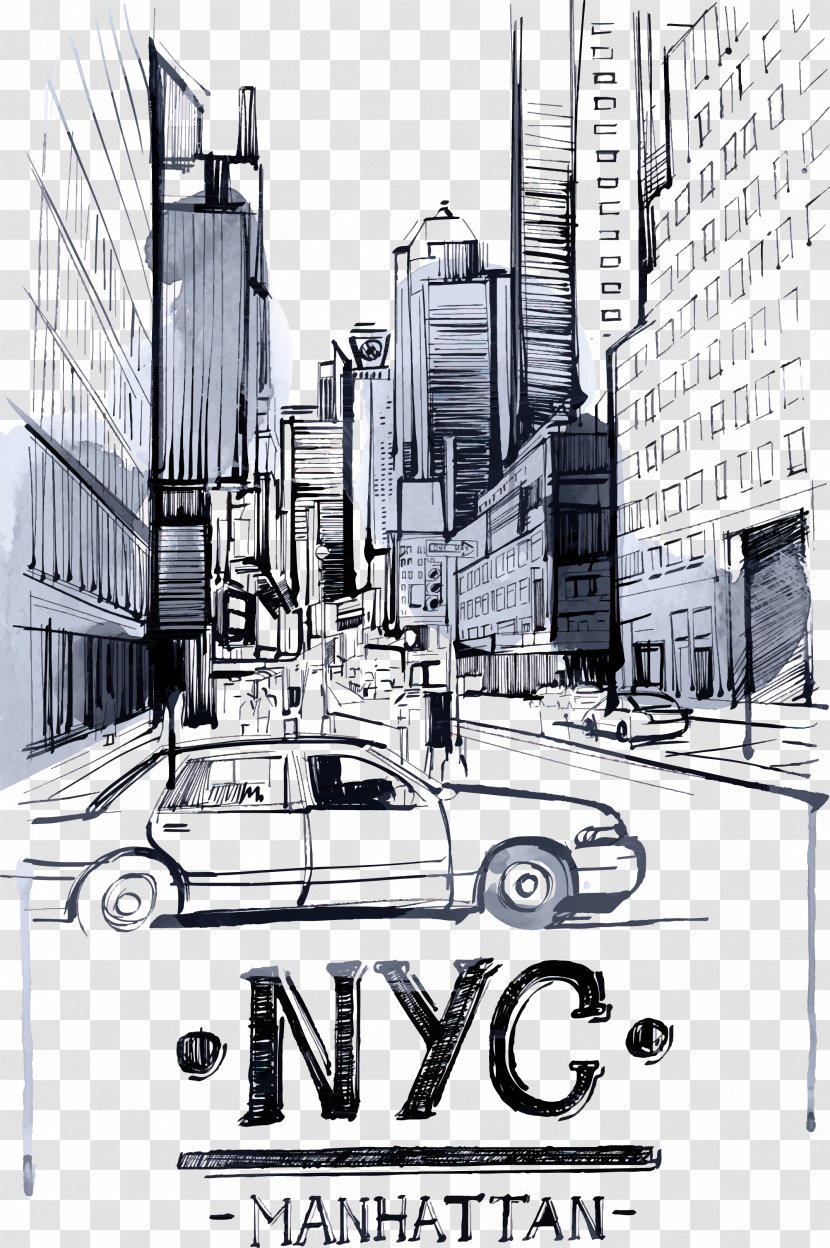 Drawing City Cdr - Landmark - Manhattan Streets Transparent PNG