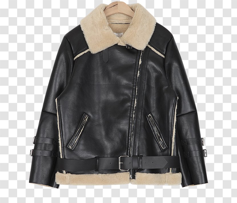 Leather Jacket Shearling Coat - Fur - High-definition Buckle Material Transparent PNG