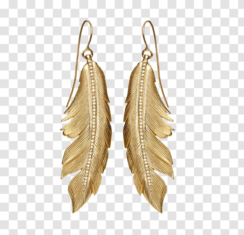 Earring Jewellery Gold Feather Necklace - Golden Feathers Transparent PNG