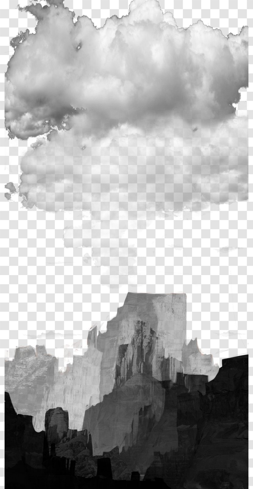 Art Black And White Cumulus Desktop Wallpaper - Watercolor Mountain Transparent PNG