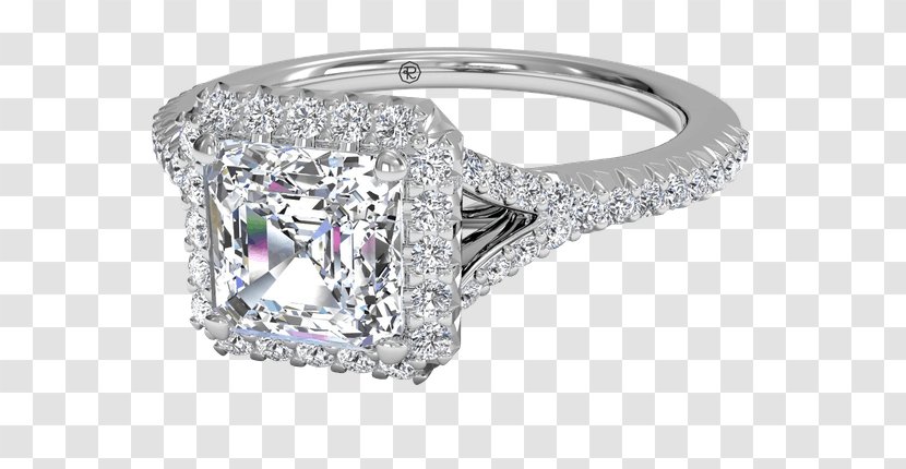 Diamond Cut Engagement Ring Princess - Solitaire - Halo Transparent PNG