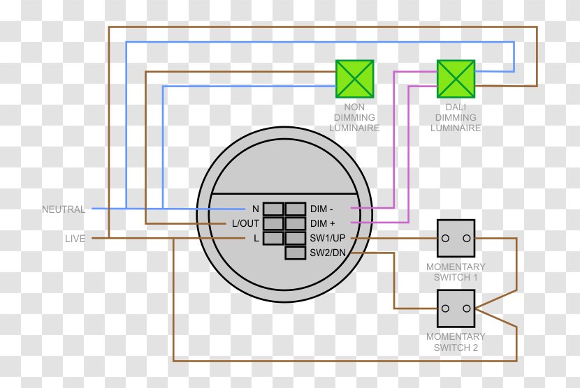 Wiring Diagram Electrical Switches Wires & Cable Dimmer - Area - Digital Addressable Lighting Interface Transparent PNG